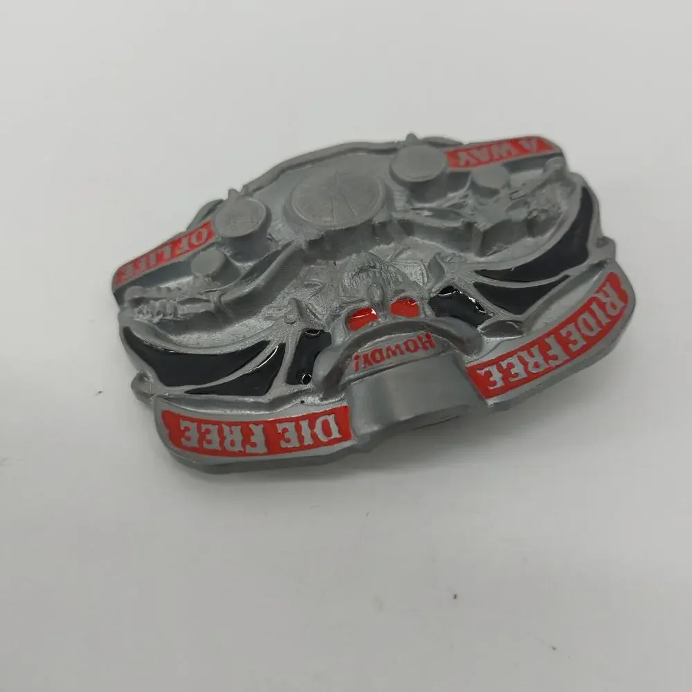 Ride Free Die Free A Way of Life Howdy Biker Belt Buckle Skull